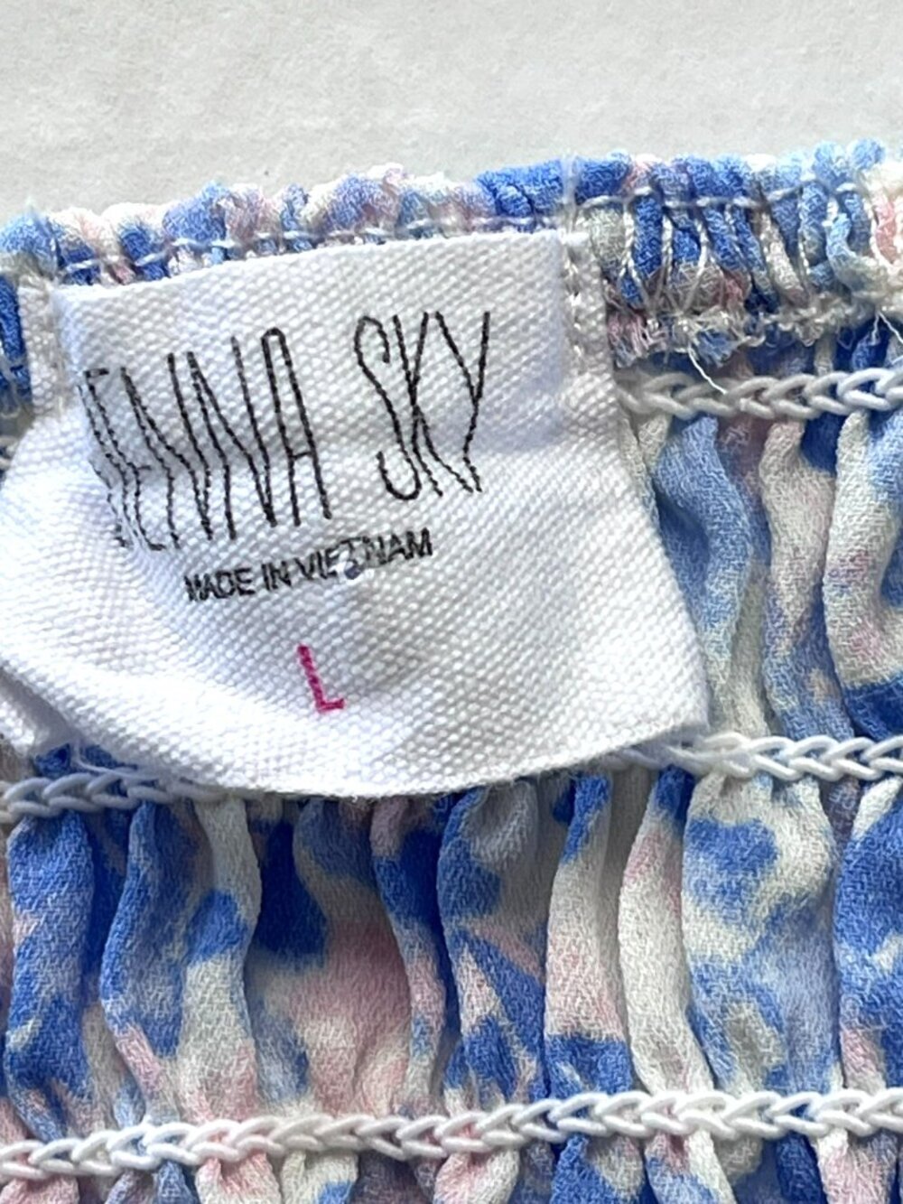 Smocked Crop Top sz L Ruffled Hem Puff Sleeve Floral Coquette Milkmaid Fairy Y2K - Picture 4 of 5